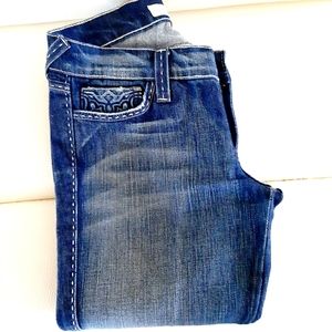 Kan Can Saddle Stitched Flare Denim Jean Sz 7